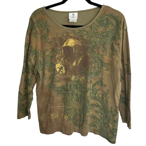 Y2K Football All Over Print Top 3/4 Sleeves Size XL - Picture 5 of 8